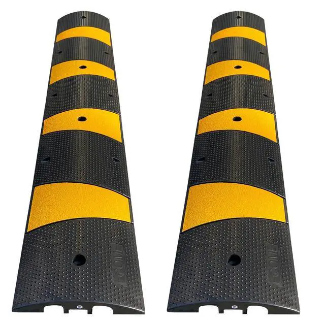 Alt view image 3 of 7 - Rubber Speed Bump 6 Feet Rubber Driveway Modular Heavy Duty Speed 72.4 x 12 x 2.4 Inch Cable Protector Ramp for Garage Gravel Roads Asphalt Concrete, 6Ft-Speed Bump (2 Pack 6ft Speed Hump)