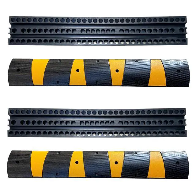 Alt view image 5 of 7 - Rubber Speed Bump 6 Feet Rubber Driveway Modular Heavy Duty Speed 72.4 x 12 x 2.4 Inch Cable Protector Ramp for Garage Gravel Roads Asphalt Concrete, 6Ft-Speed Bump (2 Pack 6ft Speed Hump)