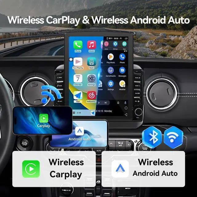 Alt view image 4 of 7 - Android 14 Car Stereo Radio Compatible with Jeep Wrangler JL 2018-2021 Gladiator JT 2020 2021 Upgrade,Wireless CarPlay & Android Auto AHD Backup Camera 9.7 Touch Screen GPS SWC Bluetooth 2+64G