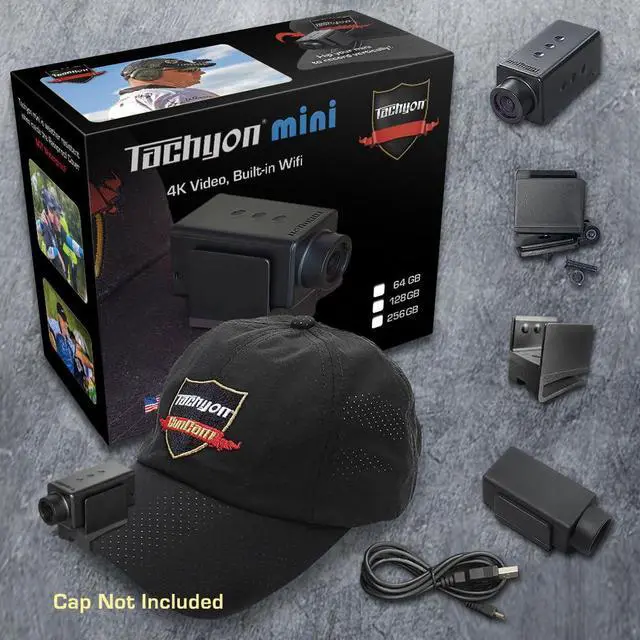 Alt view image 4 of 7 - Mini Action Camera with Built-in 64GB and WiFi, 2K or 4K Video Resolution, Auto-Stop, Hat Cam, Helmet Cam, Cap Mounted Video Camera for USPSA, IPSC, IDPA, Practical Shooting