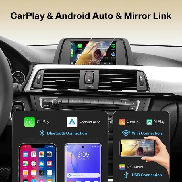 Alt view image 4 of 7 - Wireless CarPlay & Android Auto MMI Retrofit Kit Adapter for BMW CIC System | Fits 1/3/5/6/7/X1/X3/X5/X6/Z4, E60/E61/E81/E90/F10/F11/E70/F25 (20082013), Support MirrorLink, OEM Knobs & Camera