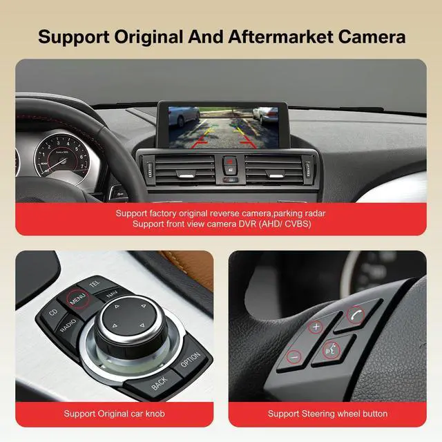 Alt view image 6 of 7 - Wireless CarPlay & Android Auto MMI Retrofit Kit Adapter for BMW CIC System | Fits 1/3/5/6/7/X1/X3/X5/X6/Z4, E60/E61/E81/E90/F10/F11/E70/F25 (20082013), Support MirrorLink, OEM Knobs & Camera