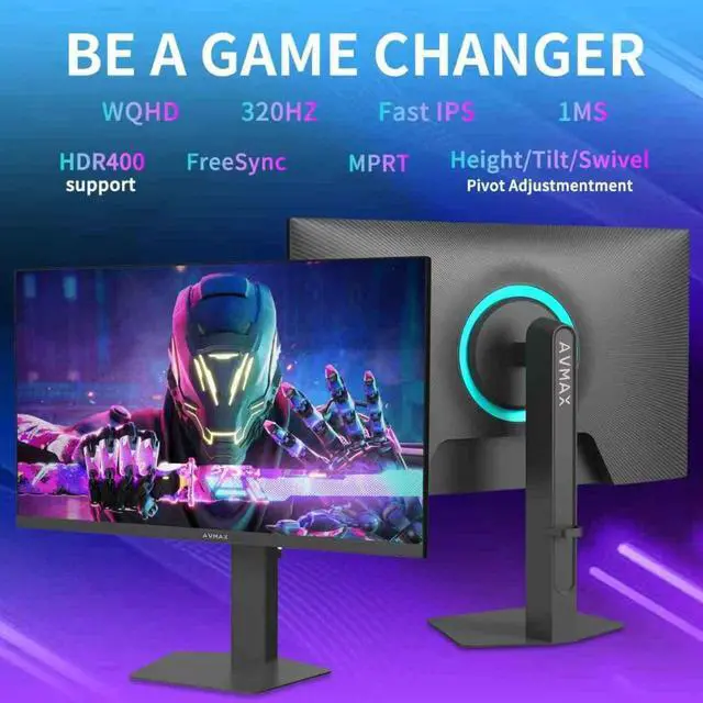 Alt view image 2 of 7 - 27 Inch Gaming Monitor 320Hz/300Hz/240Hz,QHD2560X1440 Fast IPS,Adaptive FreeSync,90% DCI-P3,HDR400 Support,ErgoStand 2XDP1.4&2XHDMI2.1,P273B