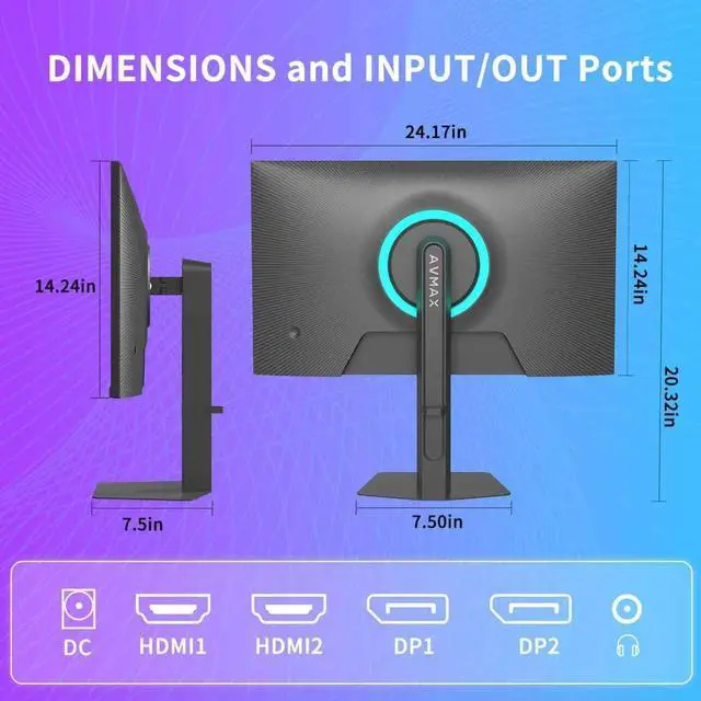 Alt view image 5 of 7 - 27 Inch Gaming Monitor 320Hz/300Hz/240Hz,QHD2560X1440 Fast IPS,Adaptive FreeSync,90% DCI-P3,HDR400 Support,ErgoStand 2XDP1.4&2XHDMI2.1,P273B