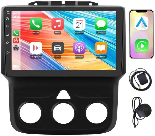 Main image of Car Radio for Dodge Ram 1500 2500 3500 2013-2019 CarPlay | 4GB RAM 64GB ROM Android Auto GPS DSP RDS,Upgrade BT 5.0 WiFi 5G and 9" HD IPS Display Rearview AM/FM Radio Manual AC Only