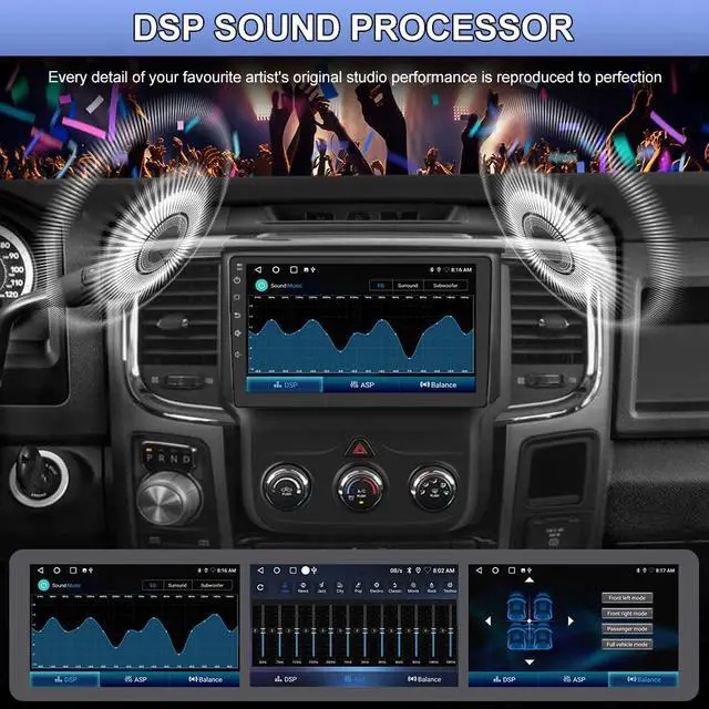 Alt view image 5 of 7 - Car Radio for Dodge Ram 1500 2500 3500 2013-2019 CarPlay | 4GB RAM 64GB ROM Android Auto GPS DSP RDS,Upgrade BT 5.0 WiFi 5G and 9" HD IPS Display Rearview AM/FM Radio Manual AC Only