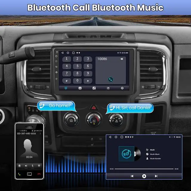 Alt view image 6 of 7 - Car Radio for Dodge Ram 1500 2500 3500 2013-2019 CarPlay | 4GB RAM 64GB ROM Android Auto GPS DSP RDS,Upgrade BT 5.0 WiFi 5G and 9" HD IPS Display Rearview AM/FM Radio Manual AC Only