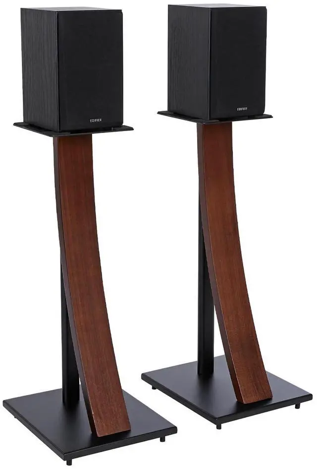 Main image of One Pair Fixed Height Universal Speaker Floor Stands with Real Wood - Espresso - 290 Series