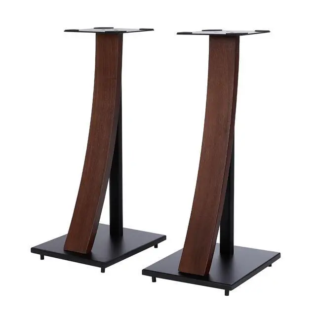 Alt view image 2 of 7 - One Pair Fixed Height Universal Speaker Floor Stands with Real Wood - Espresso - 290 Series