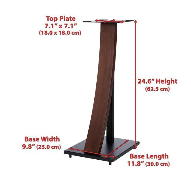 Alt view image 3 of 7 - One Pair Fixed Height Universal Speaker Floor Stands with Real Wood - Espresso - 290 Series