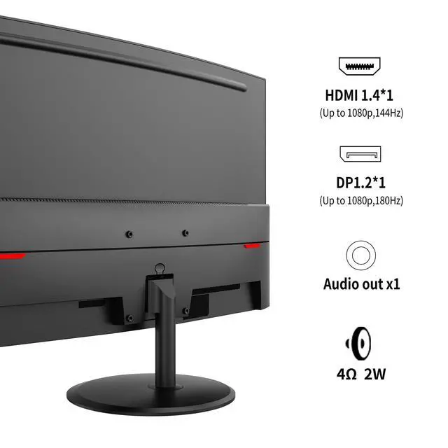 Alt view image 5 of 7 - 27 inch Curved Gaming Monitor 180Hz 1ms 1080p Computer Monitor | 1800R VA Screen, 120% sRGB with FreeSync, Low Motion Blur, HDMI & DP, Built-in Speakers
