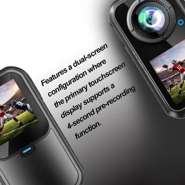 Alt view image 2 of 7 - 4K Mini Action Camera, EIS Stabilization, 130° Wide Angle, Dual Touchscreen, Pre-Record, Waterproof for Vlogging, Outdoor Adventures(Black, 128, GB)