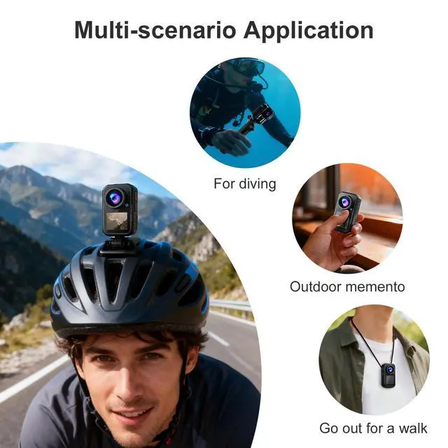 Alt view image 3 of 7 - 4K Mini Action Camera, EIS Stabilization, 130° Wide Angle, Dual Touchscreen, Pre-Record, Waterproof for Vlogging, Outdoor Adventures(Black, 128, GB)