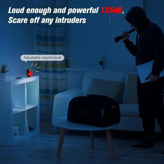Alt view image 3 of 7 - 125dB Loud Motion Sensor Alarm with 328ft Remote Control (40ft PIR Detector, 3*AA Batteries), Indoor Wireless Infrared Security Motion Detector with Siren for Home/Shed/Garage/Van (Black)