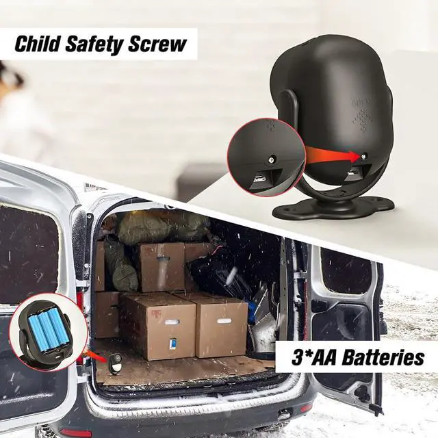 Alt view image 5 of 7 - 125dB Loud Motion Sensor Alarm with 328ft Remote Control (40ft PIR Detector, 3*AA Batteries), Indoor Wireless Infrared Security Motion Detector with Siren for Home/Shed/Garage/Van (Black)