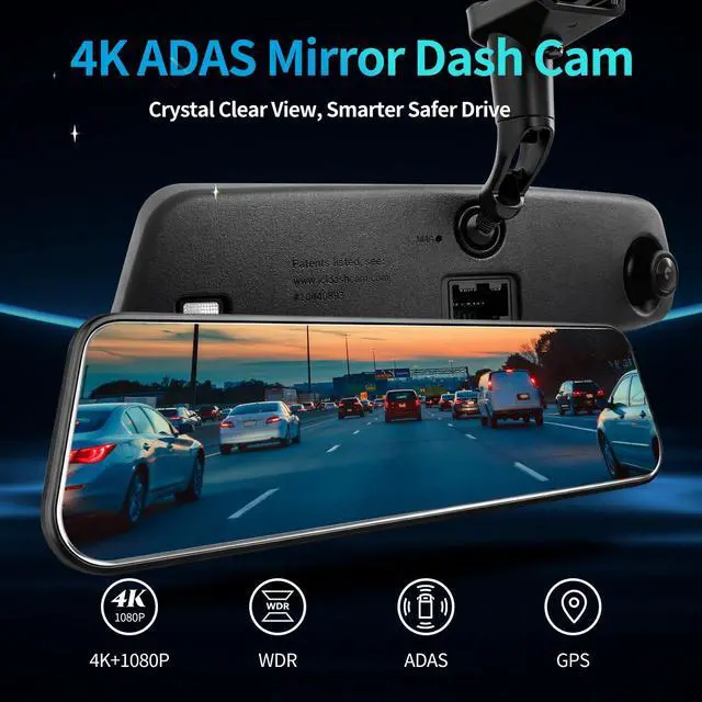 Alt view image 4 of 7 - 4K Rear Mirror Dash Cam for Ford F150 F250 F350 (2009-2025 with 16pin Auto dimming), Front 4K + Rear 1080P Camera, Integrated Replacement OEM Look, Plug & Play, Free 64GB Card