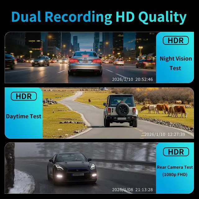 Alt view image 5 of 7 - 4K Rear Mirror Dash Cam for Ford F150 F250 F350 (2009-2025 with 16pin Auto dimming), Front 4K + Rear 1080P Camera, Integrated Replacement OEM Look, Plug & Play, Free 64GB Card