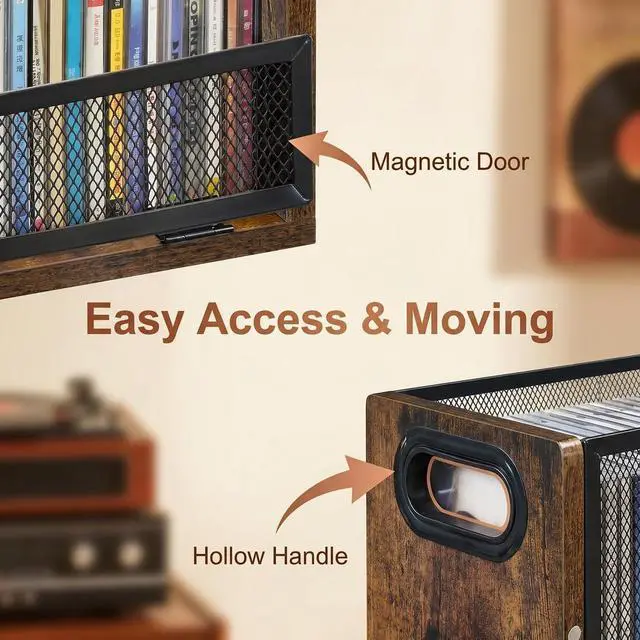 Alt view image 5 of 7 - CD Storage Rack with Magnetic Door - 2 Pack | Holds 76 Full-case CDs, Multi-tier Desktop/Closet Display, for Video Games/Papers/Cards