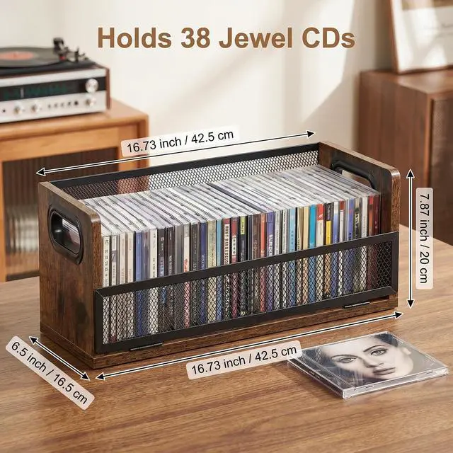 Alt view image 2 of 7 - CD Storage Rack with Magnetic Door - 2 Pack | Holds 76 Full-case CDs, Multi-tier Desktop/Closet Display, for Video Games/Papers/Cards