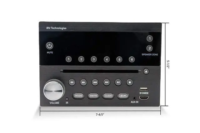 Alt view image 3 of 7 - iRV Technology IRV31 Am/FM/CD/DVD Rv Radio Stereo 2 Zones Wallmount Receiver 2.1 Channels Surround, 5"