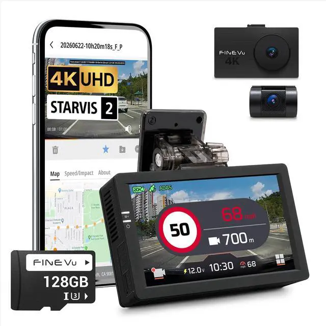 Main image of LX4K True 4K Dual Dash Cam Front and Rear, SRTARVIS 2, 128GB SD Card | IMX678, 3.5 IPS Touch, Monthly Updated Speed Camera Alerts, ADAS, Night Vision, Engineered & Made in Korea