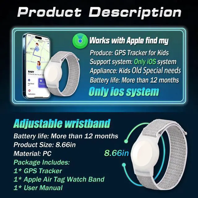 Alt view image 4 of 7 - GPS Tracker for Kids, Teen, Special Needs, Elderly - Real-Time Mini Locator Watch Band - No Monthly Fee - Hidden Tracking Device for iOS
