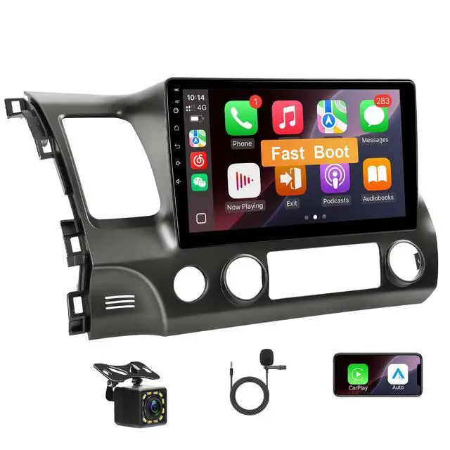 Main image of 10.1'' Linux Car Stereo for Honda Civic 2006 2007 2008 2009 2010 2011, Fast Boot Radio for Civic with Wireless Carplay Android Auto Backup Camera SWC FM Bluetooth