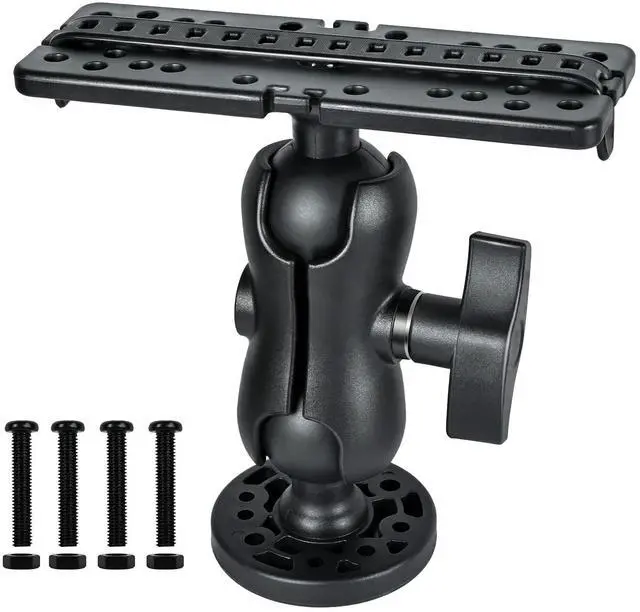 Main image of Fish Finder Mount Base, Universal 360° Rotation Ball-Mount Fish Finder Bracket, Nylon & Stainless Steel Electronic Holder for Marine Boat Kayak Pontoon Canoe Helix Garmin, 4*Srews, 4*Nuts
