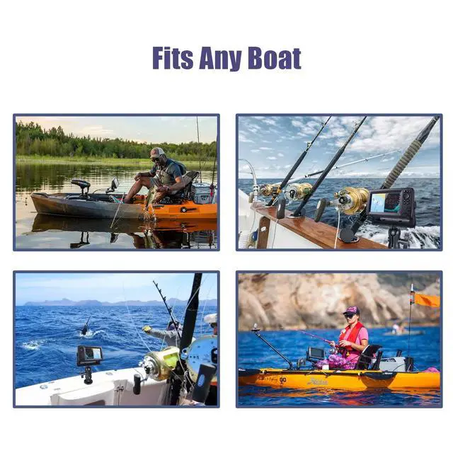 Alt view image 6 of 7 - Fish Finder Mount Base, Universal 360° Rotation Ball-Mount Fish Finder Bracket, Nylon & Stainless Steel Electronic Holder for Marine Boat Kayak Pontoon Canoe Helix Garmin, 4*Srews, 4*Nuts
