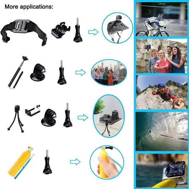 Alt view image 6 of 6 - Accessories Kit Compatible for Gopro Mission Gopro Hero 13/Hero12/11/10/9/8/7/6/5/4/3/2/Session gopro Max2 Gopro Fusion DJI Action 6/5pro/5/4/3, Insta360 X5/X4, AKASO Action Camera Accessories