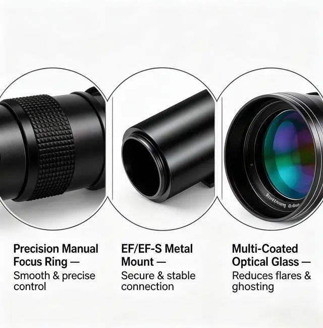 Alt view image 3 of 6 - 420-800mm f/8.3 Telephoto Zoom Lens EF/EF-S Mount + T2 Adapter for Canon EOS Rebel T7i/T7/T8i/T6i/T5/T3i/T2i/XSi/SL3/SL2 4000D 2000D 90D/80D/77D