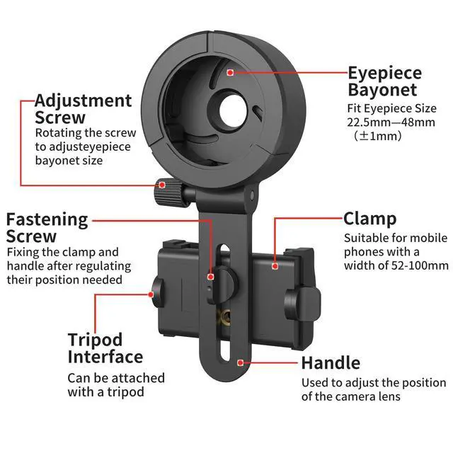 Alt view image 2 of 6 - Universal Phone Adapter - Capture Stunning Moments with Your Smartphone Through Binoculars, Monoculars, Scopes, Telescopes, and Microscopes - Fits Most Smartphones
