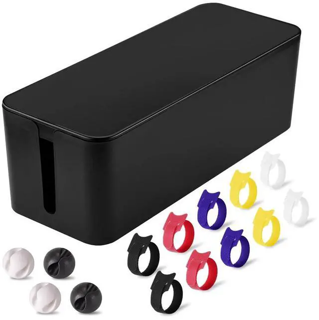 Main image of Cable Management Box, Large Cable Organizer Box to Hide Wires | TV & Desk Computer Wires Cord Hider, Desk Cord Organizer, Floor Outlet Hiders, for Home & Office, Black