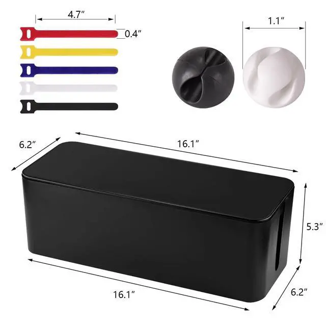 Alt view image 2 of 6 - Cable Management Box, Large Cable Organizer Box to Hide Wires | TV & Desk Computer Wires Cord Hider, Desk Cord Organizer, Floor Outlet Hiders, for Home & Office, Black