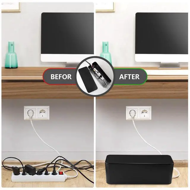 Alt view image 6 of 6 - Cable Management Box, Large Cable Organizer Box to Hide Wires | TV & Desk Computer Wires Cord Hider, Desk Cord Organizer, Floor Outlet Hiders, for Home & Office, Black