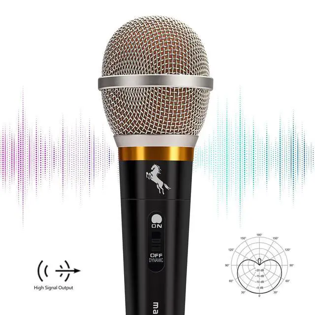 Alt view image 2 of 6 - Handheld Dynamic Microphone for Karaoke Singing, Wired XLR Microphone with On and Off Switch and 13ft Detachable XLR Cable