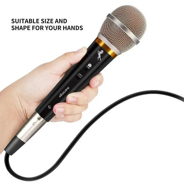 Alt view image 3 of 6 - Handheld Dynamic Microphone for Karaoke Singing, Wired XLR Microphone with On and Off Switch and 13ft Detachable XLR Cable
