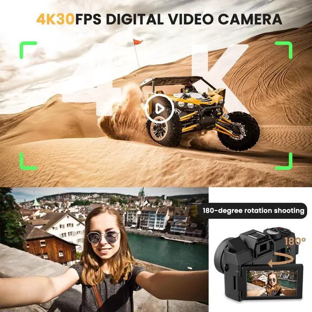Alt view image 3 of 6 - Digital Camera for Photography, Camara Fotografica Video Auto Focus 48 MP with WiFi Auto-Focus Vlog Camera for YouTube with Flip Screen 16X Zoom with 32GB Micro SD Card Card Reader