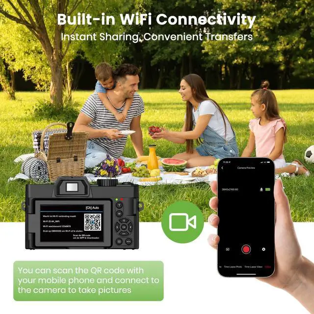 Alt view image 5 of 6 - Digital Camera for Photography, Camara Fotografica Video Auto Focus 48 MP with WiFi Auto-Focus Vlog Camera for YouTube with Flip Screen 16X Zoom with 32GB Micro SD Card Card Reader