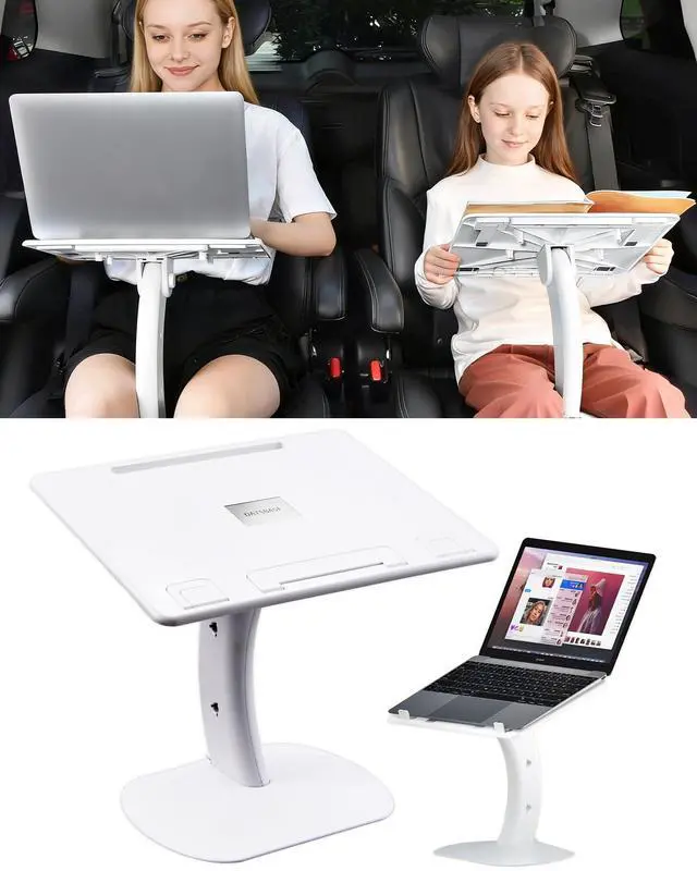 Main image of Car Desk for Laptop Tablet iPad Book for Driver Passenger Seat | Detachable Angle Adjustable Car Seat Tray Table, Portable Laptop Stand for Car Vehicle Camping Travel, Easy Operation