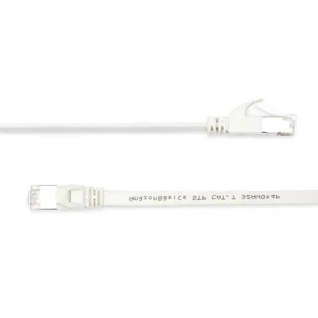 Alt view image 2 of 5 - RJ45 Cat 7 Ethernet Patch Cable, Flat, 600MHz, Snagless, Gold Plated, LAN Network, Includes 20 Nails, 50 Foot, White