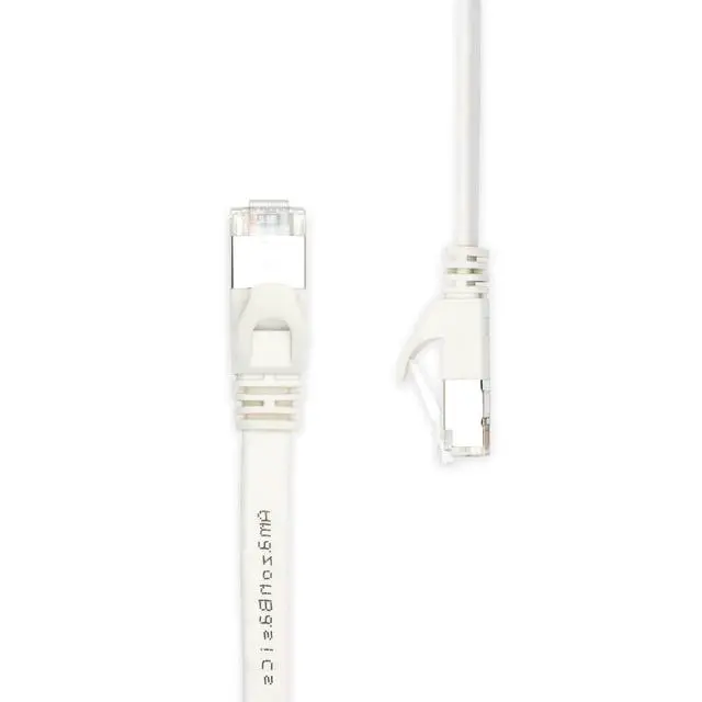 Alt view image 3 of 5 - RJ45 Cat 7 Ethernet Patch Cable, Flat, 600MHz, Snagless, Gold Plated, LAN Network, Includes 20 Nails, 50 Foot, White