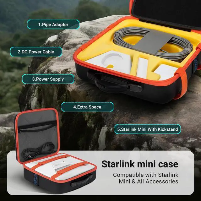 Alt view image 2 of 6 - Carrying Case Compatible with Starlink Mini, Custom-Fit Interior | Water-resistant Satellite Dishes Travel Case Compatible with Starlink Mini & Accessories, Shockproof Bag for RV and Camping