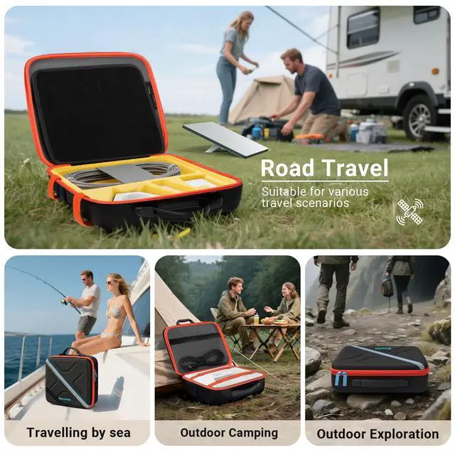 Alt view image 6 of 6 - Carrying Case Compatible with Starlink Mini, Custom-Fit Interior | Water-resistant Satellite Dishes Travel Case Compatible with Starlink Mini & Accessories, Shockproof Bag for RV and Camping