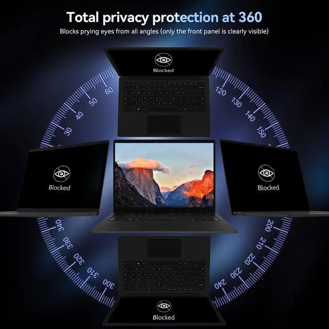 Alt view image 2 of 6 - 360° Laptop Privacy Screen 14 Inch for 16:10 Computer, 14" Monitor 4 Way Privacy Anti Glare Protector Blue Light Filter Shield Film Compatible with Lenovo/Hp/Dell/Acer/Asus/Thinkpad/Envy/Toshiba