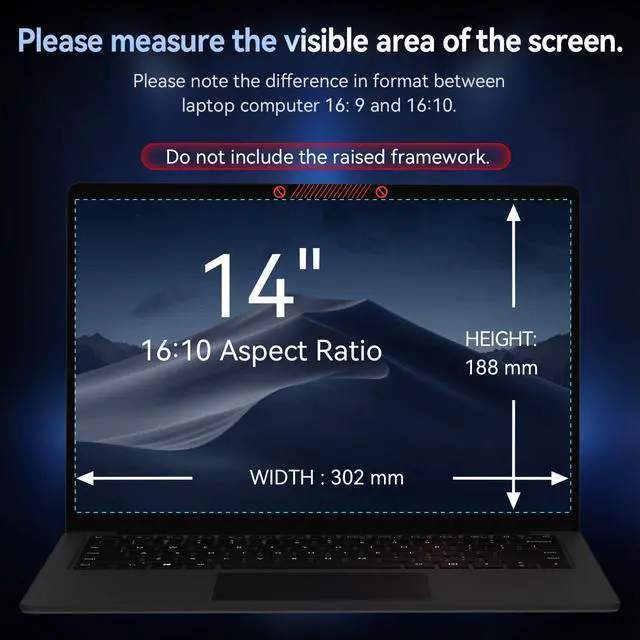 Alt view image 3 of 6 - 360° Laptop Privacy Screen 14 Inch for 16:10 Computer, 14" Monitor 4 Way Privacy Anti Glare Protector Blue Light Filter Shield Film Compatible with Lenovo/Hp/Dell/Acer/Asus/Thinkpad/Envy/Toshiba
