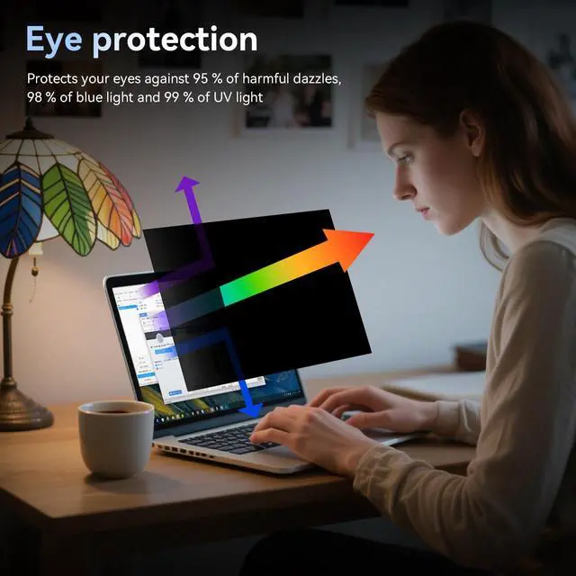 Alt view image 4 of 6 - 360° Laptop Privacy Screen 14 Inch for 16:10 Computer, 14" Monitor 4 Way Privacy Anti Glare Protector Blue Light Filter Shield Film Compatible with Lenovo/Hp/Dell/Acer/Asus/Thinkpad/Envy/Toshiba