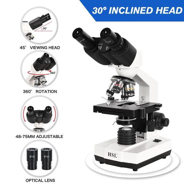 Alt view image 4 of 6 - 40x-2500x Compound Binocular Microscope for Adults Professional,microscopes for Student Educate,Biological Microscope LAB Micro Scope microscopio 1000x 400X