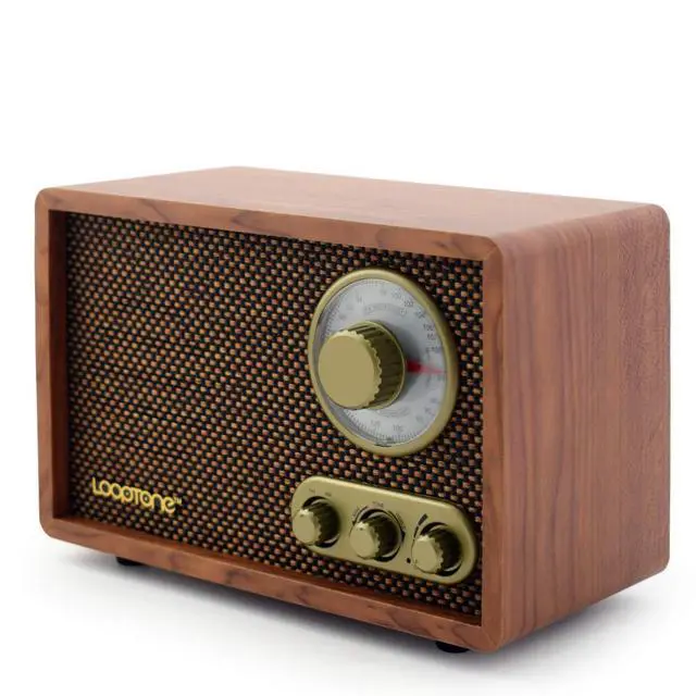Alt view image 3 of 6 - Vintage AM FM Classic Retro Bluetooth Radio with Treble Bass Control | Home Wooden Table Radio Plug in Wall,Bluetooth Speaker with Rotary Knob,Vintage Decor for Office,Kitchen,Living Room,Bed Room