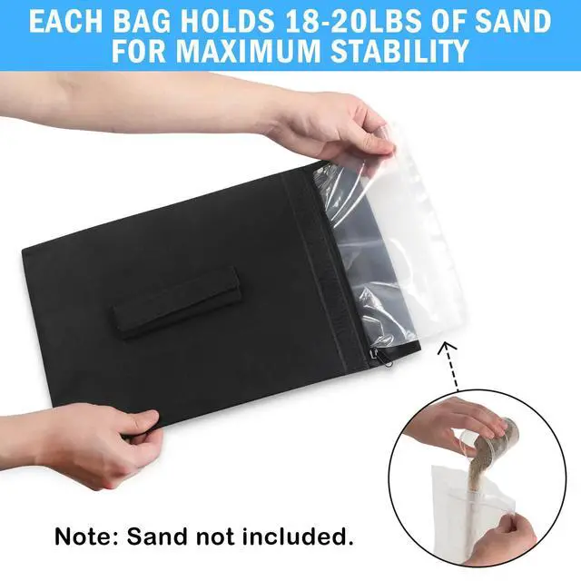 Alt view image 4 of 6 - 4PCS Sports Net Sandbags, All Sport Sandbags, Weighted Anchors | for Baseball Nets, Soccer Goals, Golf Nets, Football Nets, Hockey Nets and More, Black